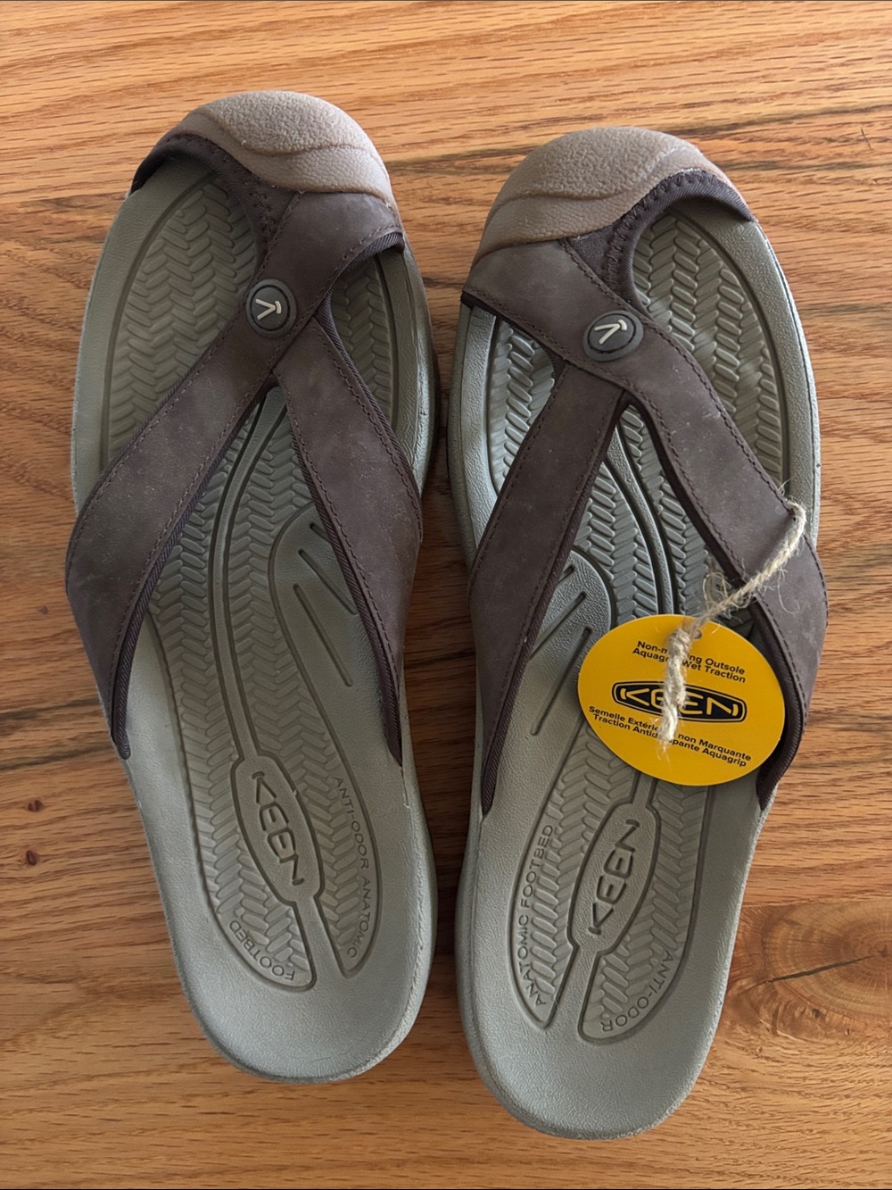 Keen Men’s Brown/Gray Leather Flip Sandals